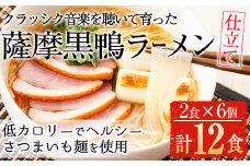 国産！鹿児島県曽於市産の薩摩黒鴨ラーメン(2食入×6個・計12食) ラーメン 低カロリー 国産【日本有機】A136-v01