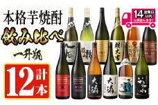 ＜2週間以内発送！＞曽於市の焼酎デラックス12本セット(1800ml×12種) 一升瓶 飲み比べ 芋焼酎 【山元商店】D20-v02