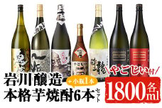 岩川醸造の本格芋焼酎！一升瓶6本セット・小瓶付(1800ml×6本・720ml×1本) 芋焼酎 お酒 飲み比べ【大隅家】C21-v02