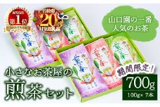 ＜期間限定企画実施中！お茶生産量日本一の鹿児島県産！＞小さいお茶屋の煎茶セット(煎茶100g×7本・合計700g) 鹿児島県産 煎茶 セット【お茶の山口園】A185-v02