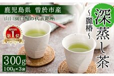 ＜お茶生産量日本一の鹿児島県産！＞鹿児島県曽於市産 小さいお茶屋の深蒸し茶〜麗椿〜(茶葉100g×3本・合計300g) 国産 緑茶 深蒸し茶【お茶の山口園】A186-v01