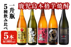 岩川醸造本格芋焼酎一升瓶5本セット(おやっとさあ・おやっとさあ黒・ハイカラさんの焼酎・鬼嫁・薩摩邑黒麹 各1800ml×1本) 芋焼酎 お酒 飲み比べ【大隅家】 B112-v02