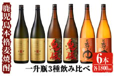 岩川醸造 本格麦焼酎飲み比べ一升瓶6本セット！(麦焼酎の邑、ど真ん中、鬼嫁：各1800ml×2本) 麦焼酎 お酒 飲み比べ【大隅家】C29-v01