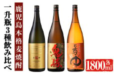 岩川醸造 本格麦焼酎飲み比べ一升瓶3本セット！(麦焼酎の邑、ど真ん中、鬼嫁：各1800ml) 麦焼酎 お酒 飲み比べ【大隅家】 A328-v01