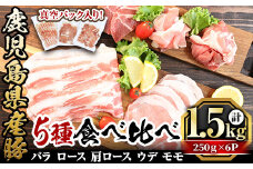 鹿児島県産「天恵美豚」豚バラ・ロース・肩ロース・モモ・ウデ(250g×6P・計1.5kg) 国産 豚 豚肉【アグリおおすみ】A340-v01
