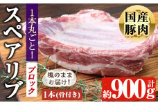 国産 豚スペアリブ BBQ キャンプ用 (約900g前後・1本) 豚肉 アウトドア 冷凍【アグリおおすみ】A365-v01