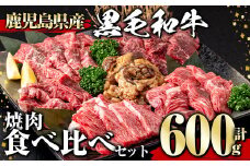 鹿児島県産黒毛和牛 焼肉食べ比べセット(600g) 黒毛和牛 和牛 牛肉【1129】A359-v01