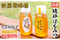 新屋養蜂場定番はちみつ2本セット(シナはちみつ500g、百花はちみつ500g) 蜂蜜 ハチミツ 純粋はちみつ 【新屋養蜂場】A430-v02