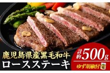 ＜14営業日以内に発送！＞＜2枚・計約500g＋ハンバーグ2個＞4等級以上！鹿児島県産黒毛和牛ロースステーキ2枚セット 黒毛和牛 ステーキ 冷凍【ナンチク】B1-01-v04