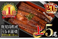 【期間限定！】無投薬！鹿児島県産うなぎ蒲焼セット＜上＞(計750g以上・ 140g以上×5尾＆きざみ鰻50g) タレ・山椒付き 鰻 ウナギ 国産【西日本養鰻】B171
