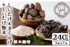 しいたけ＋しいたけ粉末＋きくらげセット(合計240g・3種) しいたけ きのこ キクラゲ【九南サービス(タマチャンショップ)】A503-v01