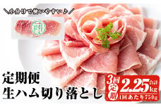 ＜定期便・全3回(連続)＞鹿児島発！国産豚生ハム切り落とし（計2.25kg/計750g・75g×10P×3回） 生ハム おつまみ 小分け 【ナンチク】 T29