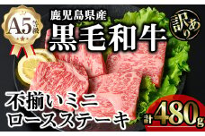 【訳あり】鹿児島県産A5等級黒毛和牛不揃いロースミニステーキ (計480g) 黒毛和牛 ロースステーキ 冷凍【KNOT】 A641