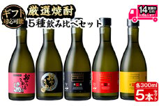 ＜ギフト対応＞厳選焼酎のみくらべセット(300ml×5本・計1.5L) 焼酎 本格焼酎 飲み比べ 【岩川醸造】 A658-N