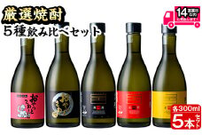 厳選焼酎のみくらべセット(300ml×5本・計1.5L) 焼酎 本格焼酎 飲み比べ 【岩川醸造】 A658