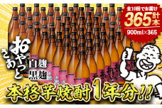 ≪本格芋焼酎1年分！≫おやっとさあ365本セット！(全10回 / おやとさあ900ml×120本・おやっとさあ黒900ml×245本) 芋焼酎 さつま芋 定期便【岩川醸造】T45