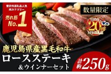＜1枚・計約250g＋ウインナー1袋＞4等級以上！鹿児島県産黒毛和牛ロースステーキ1枚セット 黒毛和牛 ステーキ 冷凍【ナンチク】B1-00