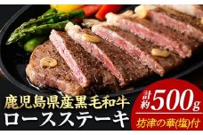 ＜14営業日以内に発送！＞＜2枚・計約500g＋ハンバーグ2個＞4等級以上！鹿児島県産黒毛和牛ロースステーキ2枚セット 黒毛和牛 ステーキ 冷凍【ナンチク】A780-v01