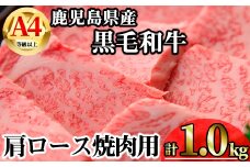 【数量限定】鹿児島県産黒毛和牛A4等級以上肩ロース焼肉用 (計1.0kg＋黒毛和牛こま切れ250g×2P) 鹿児島県産 牛肉 冷凍 【KNOT】 B198-v01