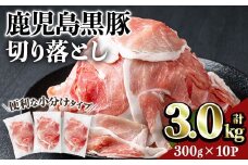 鹿児島黒豚切り落とし(計3kg・300g×10P) 豚肉 黒豚 切り落とし 【居食肉】A833