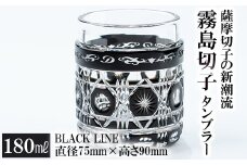 P-208 霧島切子タンブラー「BLACK LINE」【美の匠ガラス工房弟子丸】霧島市 薩摩切子 グラス コップ カップ ロックグラス 食器 ガラス細工