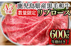 C-080＜数量限定！＞鹿児島県産黒毛和牛リブロース肉600g(A-5等級)【九面屋】霧島市 国産 牛肉 鹿児島県産 黒毛和牛 肉 精肉 牛 すき焼き しゃぶしゃぶ A5等級
