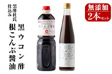 B2-007 黒ウコン酢(500ml)・根こんぶ醤油セット(1000ml)(計2本)【重久盛一酢醸造場】 重久本舗 霧島市 酢 お酢 醤油 調味料