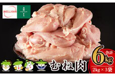 A0-272 森林どり むね肉(2kg×3袋・計6kg)【ウェルファムフーズ】霧島市 鶏胸肉 鶏ムネ肉 6kg 鶏むね 国産 鳥肉 鶏肉 胸肉