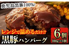 K-117 鹿児島黒豚ハンバーグ(100g×6個)【九面屋】霧島市 国産 鹿児島県産 豚肉 黒豚 ハンバーグ レンジ 小分け 黒豚100%