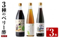 K-112 3種のベリー酢(ピオーネ・シャインマスカット・ブルーベリー)飲み比べセット(計3本)【重久盛一酢醸造場】 霧島市 お酢 調味料 黒酢ドリンク ビネガー セット 重久本舗