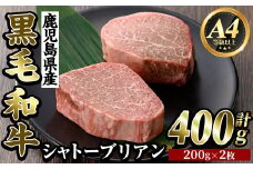 K-317 鹿児島県産黒毛和牛＜A4等級以上＞シャトーブリアン(計400g・200g×2枚)【ビーフ倉薗】霧島市 牛肉 ステーキ ステーキ肉 ヒレ フィレ 赤身 国産 鹿児島県産 黒毛和牛 肉 精肉 牛