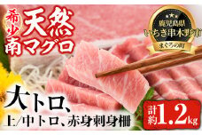 天然! 南マグロ 冷凍 大トロ 200g 上トロ 200g 中トロ 200g×2 赤身 200g×2 合計約1.2kg 希少 な ミナミマグロ の 極上セット 南まぐろ 刺身 小分け 【新洋水産】 【E-074H】