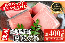 天然! 最高級 南マグロ 真空 冷凍 皮付 の 中トロ 100g×4 合計約400g を 便利 な 小分け 柵 でお届け! 希少 な ミナミマグロ の 中とろ! 南まぐろ 刺身 小分け 【海鮮まぐろ家】 【B-349H】