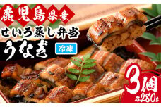 国産 鹿児島県産 うなぎ せいろ蒸し弁当(280g×3個)  鰻養殖生産量日本一 鹿児島県産新仔うなぎ使用 こだわりの地焼き！ 冷凍うなぎ 秘伝のタレ 付き 贈答 ギフト にも！【南竹鰻加工】【B-355H】