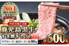 鹿児島黒牛 食べ比べ 600g リブロース スライス （300g×1P） 肩ロース スライス （300g×1P）5等級 すき焼きセット 内閣総理大臣賞受賞！日本一 の 鹿児島黒牛 冷凍 小分け の 国産 鹿児島県産 赤身 すき焼き しゃぶしゃぶ にもおすすめ 【H-101】 【C-82H】