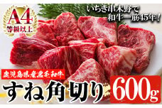鹿児島県産 黒毛和牛スネ肉 角切り 600g  A4等級以上！冷凍 国産 鹿児島県産 黒毛和牛 スネ カレー や シチュー にもオススメ【A-1823H】