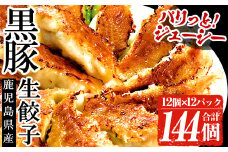 鹿児島黒豚生餃子 合計144個！（12個×12P） 国産 鹿児島県産 黒豚 餃子 ぎょうざ ギョーザ ギョウザ 冷凍餃子 冷凍 冷凍食品 惣菜 弁当 おかず 小分け 詰め合わせ 【A-1864H】