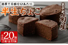 濃厚で芳醇！ふんわりかるーい♪チョコレートケーキ＜半生ちょこ 20個（10個×2箱）＞1口サイズ チョコレートケーキ 冷凍 個包装 チョコレートケーキ【A-1427H】