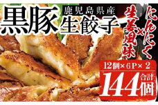 鹿児島黒豚の生餃子2種（にんにく×生姜風味）類食べ比べセット！合計144個(12個×各6P×2種類)  国産 鹿児島県産 黒豚 餃子 ぎょうざ ギョーザ ギョウザ 冷凍餃子 冷凍 冷凍食品 惣菜 弁当 おかず 小分け 詰め合わせ 【A-1867H】