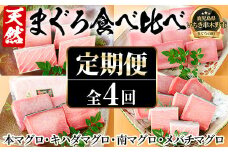 【4か月定期便】厳選！4種の天然まぐろを食べ比べ！ メバチマグロ キハダマグロ 南まぐろ 本まぐろ 小分け【E-127H】