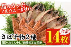 トロさばみりん干し＆さば開き(合計14枚・総量約1.8~2kg前後)！脂ののったノルウェー産 サバ使用！ 自慢のサバみりん サバの開き 冷凍 詰合せ セット 贈答 ギフト にも！【A-1756H】