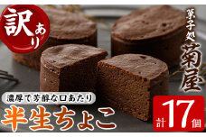 【訳あり！簡易包装】ご自宅用！濃厚で芳醇！ふんわりかるーい♪半生ちょこ 計17個 冷凍 個包装 スイーツ チョコレートケーキ【A-1596H】