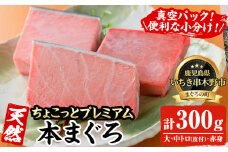 天然! 本マグロ 真空 冷凍 大トロ 100g 中トロ 100g 赤身 100g 合計300g ☆ちょこっとプレミアム☆ 希少 な 本まぐろ のフルセット  刺身 小分け プチ贅沢 【A-1655H】