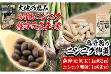 お試し！家宝 烏骨鶏のにんにく卵黄 1ヶ月分 30粒（1袋）と 黒酢もろみにんにく卵黄 1ヶ月分 62粒（1袋）＜薩摩元気玉・黒＞常温 烏骨鶏卵 有機栽培 にんにく 黒酢もろみ 発酵黒ニンニク 使用！匂いが気にならない腸溶タイプ！【A-1659H】