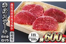 鹿児島県産 黒毛和牛（経産和牛） 赤身 ステーキ 約600g（100g×6枚） 国産 冷凍 小分け 尾崎牧場産【B-386H】