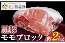 ＼塊肉／金の桜黒豚 モモ肉 ブロック 約2kg  鹿児島県産 黒豚 豚肉 ブロック肉 とんかつ【A-1833H】