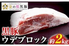 ＼塊肉／金の桜黒豚 ウデ肉 ブロック 約2kg 鹿児島県産 黒豚 豚肉 ブロック肉  塊肉 とんかつ【A-1831H】