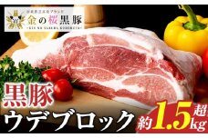 ＼塊肉／金の桜黒豚 ウデ肉 ブロック 約1.5kg超え  鹿児島県産 黒豚 豚肉 ブロック肉  塊肉 とんかつ【A-2000H】