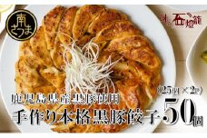 【鹿児島県産】手作り本格黒豚餃子 50個 （25個×2P）餃子 ギョーザ 生ぎょうざ  おかず 総菜 お弁当 のし ギフト 冷凍 南さつま市