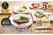 【漁師の手作り】小分けで便利！味付け切身の詰め合わせ 10P（5種×2P） 食べ比べセット 鹿児島県産 魚介 おまかせ(ぶり しいら 鯛 あじ かつお イサキ等)照焼き 西京漬け バジルソース レモンペッパー ガーリックペッパー フライパン調理 ギフト